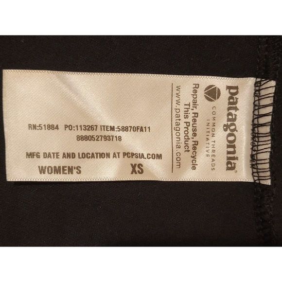 PATAGONIA WOMENS BLACK DRESS 3/4 SLEEVE ORGANIC  STRETCH COTTON MIX SIZE XS #938 - Picture 8 of 8